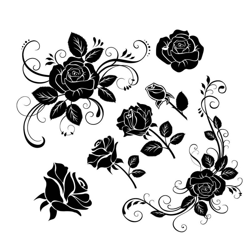 Download Printable Flowers Svg Digital File Rose Clipart Rose Bundle Svg Rose Vector Instant Download Cricut Rose Svg Rose Silhouette Clip Art Art Collectibles