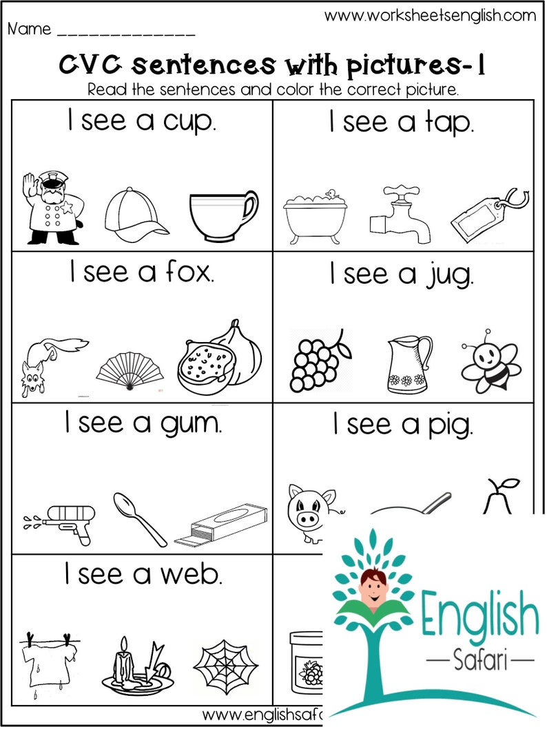 CVC words worksheets Etsy