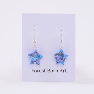 Marbled Paper Origami Star Earrings