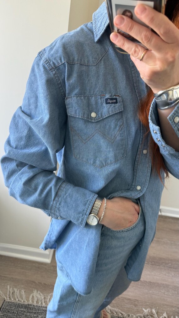 Vintage Wrangler Oversized Denim Button Down, Oversized