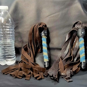 Mini Suede and Leather Flogger Brown, Blue, and Green