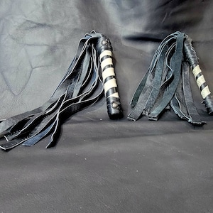 Mini Suede and Leather Flogger- black and grey