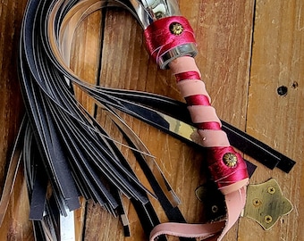 Shiny Metallic Pastel Pink and Hot Pink Flogger