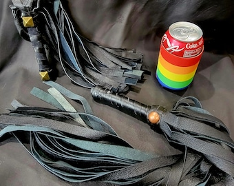 Black on Black Light Leather Flogger