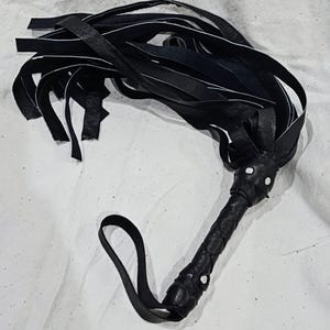 Mini Suede and Leather Flogger- black and black