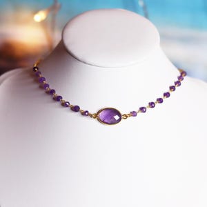 Amethyst Crystal Beaded Choker Necklace