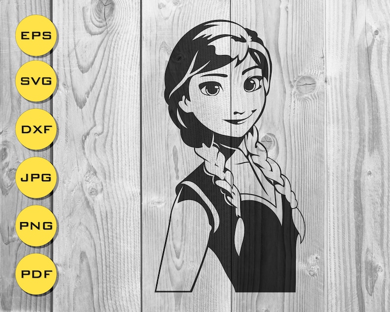 Download Printable Frozen Anna SVG Silhouette Elsa vector stencil | Etsy