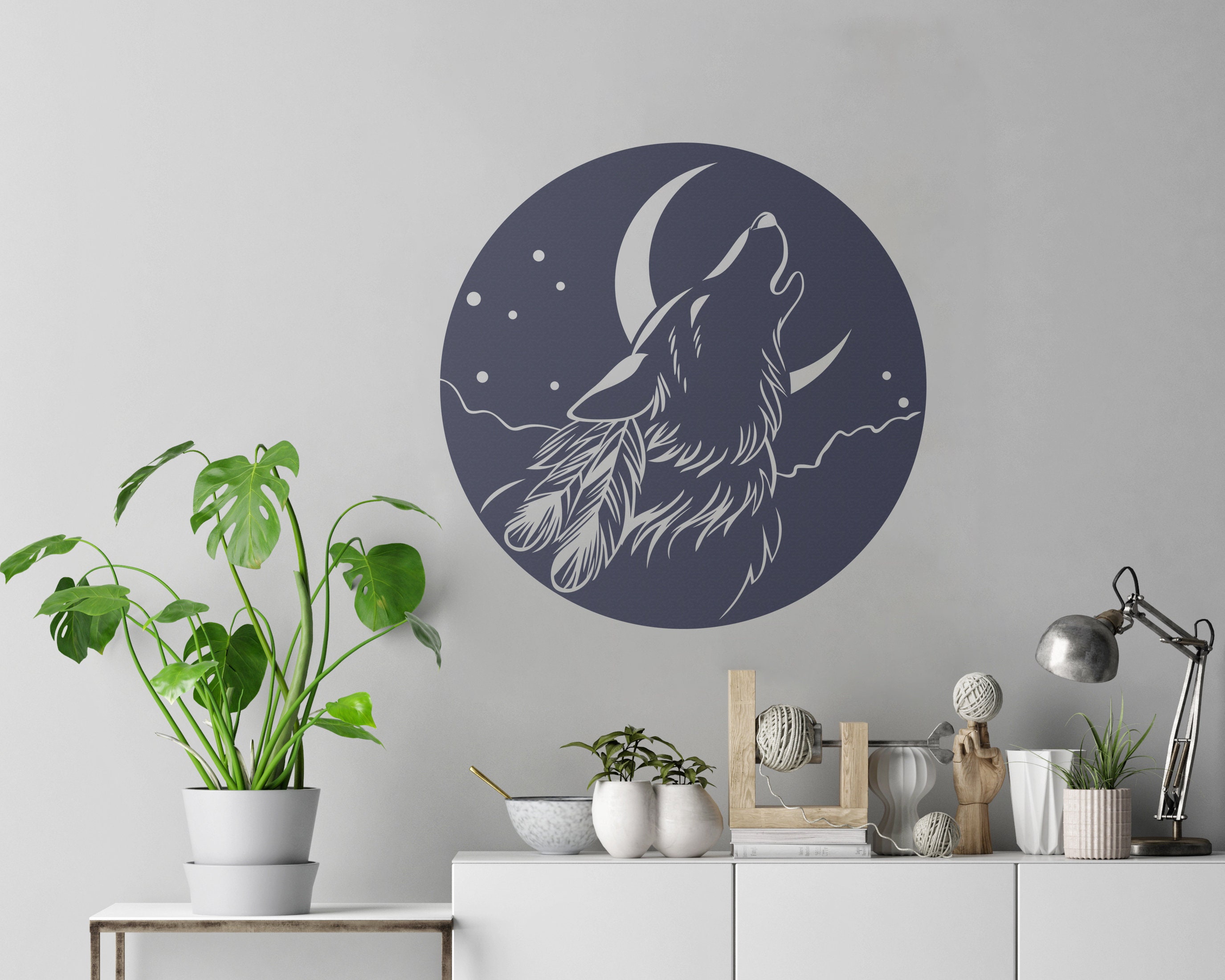Wolf and moon SVG Silhouette Printable Howling wall art | Etsy
