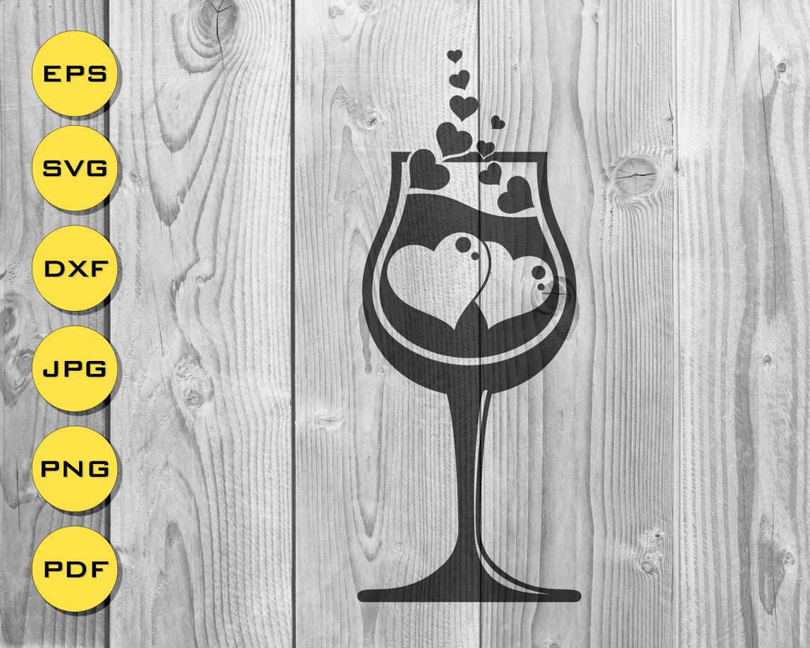Wine glasses Heart SVG Silhouette love Valentine's Day Etsy