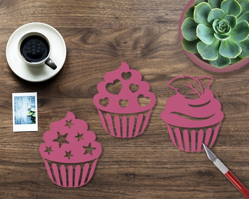 printable cupcakes svg silhouette clipart cake vector