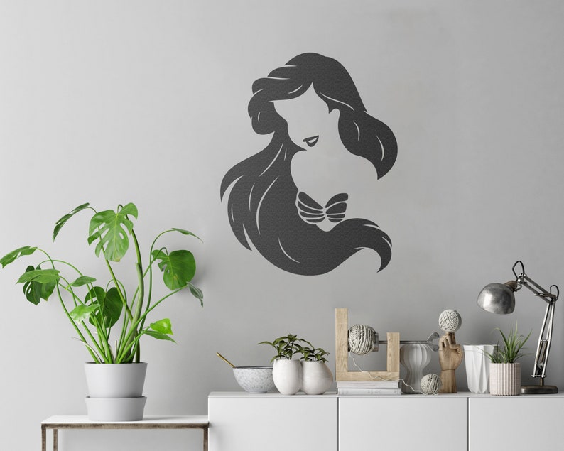 Mermaid Ariel SVG Silhouette princess wall art vector ...