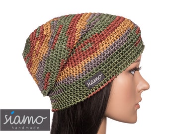 Sommer-Mütze TURIN pinie Baumwolle-Viskose Unisex Damen-Mütze Herren-Mütze Sommer-Beanie Übergangsmütze Häkelmütze by siamo-handmade