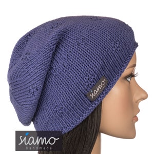 Summer hat COMO iris-blue cotton-viscose summer beanie long beanie transition hat women's hat men's hat by siamo-handmade