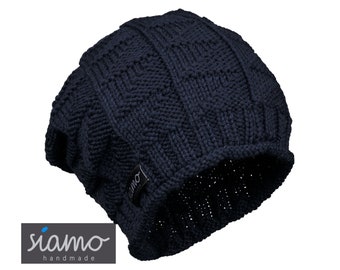 Beanie BOZEN Merino dunkelblau Unisex Damen-Mütze Herren-Mütze Strickmütze Übergangsmütze Wintermütze Wollmütze by siamo-handmade