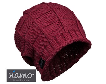 Beanie BOZEN rot Merino Unisex Strickmütze Damen-Mütze Herren-Mütze Übergangsmütze Wintermütze Wollmütze by siamo-handmade