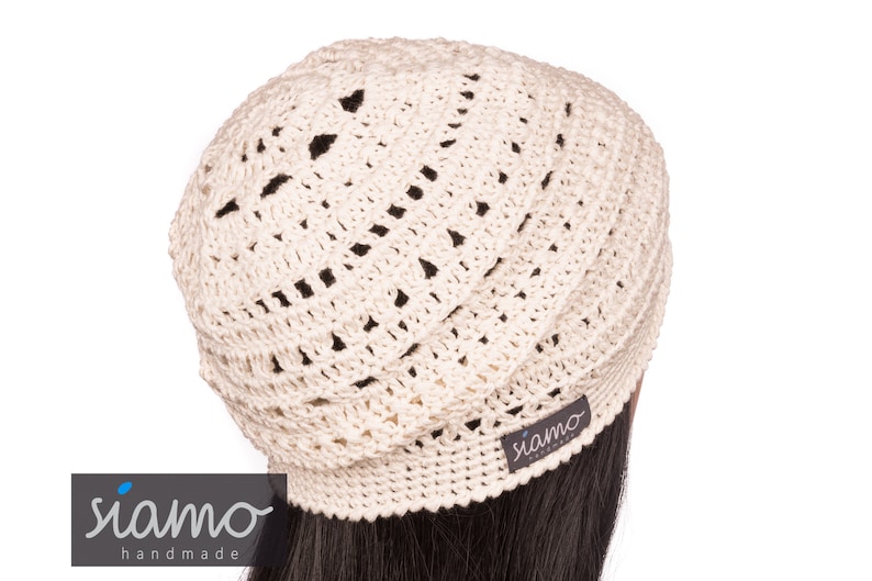 Sommer-Mütze VERONA vanille creme Baumwolle Sommer-Beanie Häkelmütze Damen-Mütze by siamo-handmade Bild 3