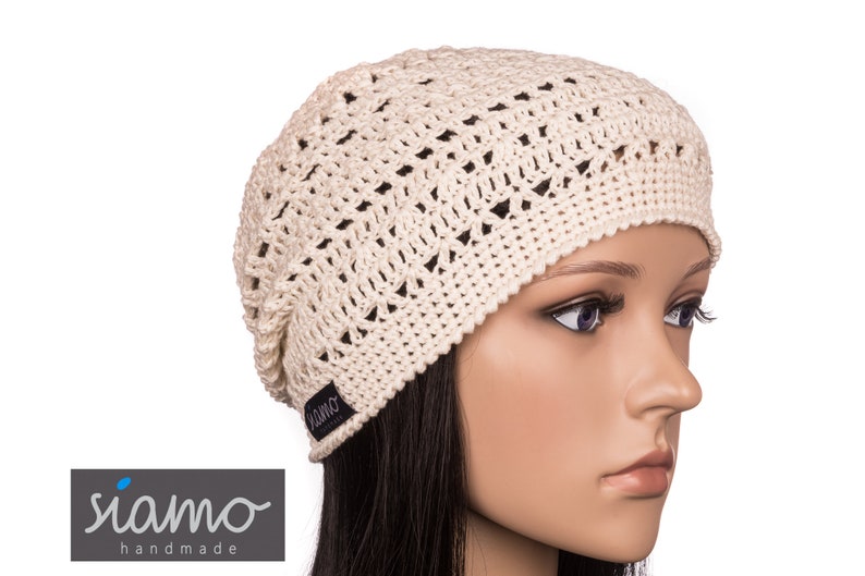 Sommer-Mütze VERONA vanille creme Baumwolle Sommer-Beanie Häkelmütze Damen-Mütze by siamo-handmade Bild 2