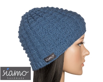 Bonnet SELZACH couleur pétrole | Bonnet en alpaga et mérinos | Bonnet tricoté main | Bonnet unisexe doux | Bonnet d'hiver léger | Bonnet chimio