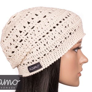 Sommer-Mütze VERONA vanille creme Baumwolle Sommer-Beanie Häkelmütze Damen-Mütze by siamo-handmade Bild 1