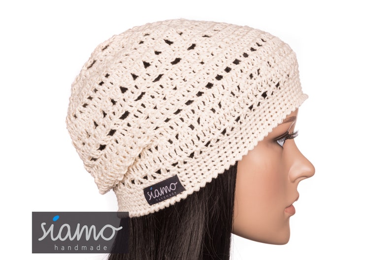 Sommer-Mütze VERONA vanille creme Baumwolle Sommer-Beanie Häkelmütze Damen-Mütze by siamo-handmade Bild 1