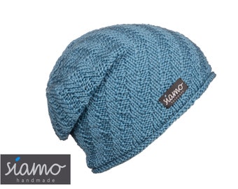 Beanie SERFAUS ozean-blau Merino Unisex Damen-Mütze Herren-Mütze Wollmütze Wintermütze Strickmütze Übergangsmütze by siamo-handmade