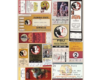 Florida State Seminoles | Vintage Sports Ticket Art Print | Retro College Team Wall Decor | FSU Football Fan Gift | Matte Vertical Posters