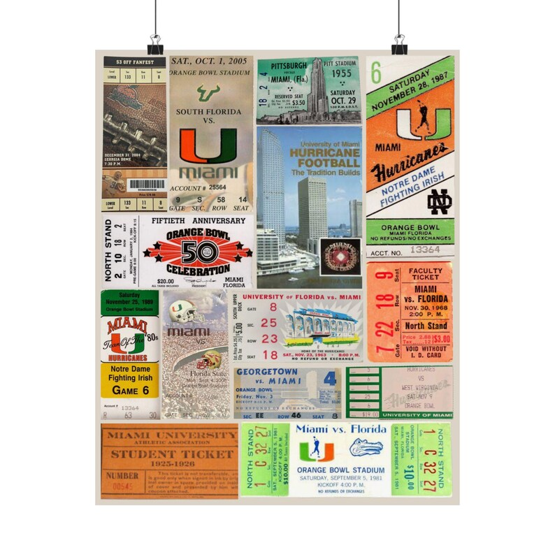 Miami Hurricanes | Vintage Sports Ticket Art Print | Retro College Team Wall Decor | U Miami Football Fan Gift | Matte Vertical Posters afbeelding 4