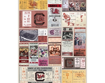 South Carolina Gamecocks | Vintage Sports Ticket Art Print | Retro College Team Wall Decor | USC Football Fan Gift | Matte Vertical Posters