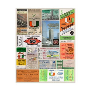 Miami Hurricanes | Vintage Sports Ticket Art Print | Retro College Team Wall Decor | U Miami Football Fan Gift | Matte Vertical Posters afbeelding 1