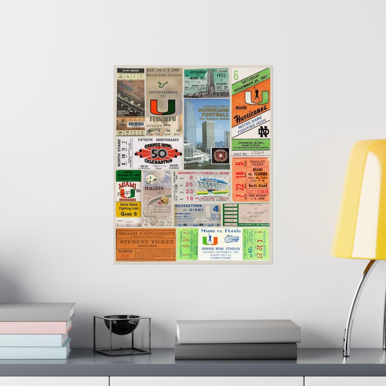 Miami Hurricanes | Vintage Sports Ticket Art Print | Retro College Team Wall Decor | U Miami Football Fan Gift | Matte Vertical Posters afbeelding 3