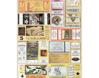 Vanderbilt Commodores | Vintage Sports Ticket Art Print | Retro College Team Wall Decor | Vandy Football Fan Gift | Matte Vertical Posters