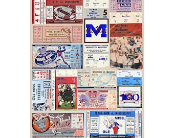Ole Miss Rebels | Vintage Sports Ticket Art Print | Retro College Team Wall Decor | Ole Miss Football Fan Gift | Matte Vertical Posters