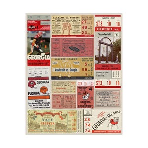 Georgia Bulldogs | Vintage Sports Ticket Art Print | Retro College Team Wall Decor | UGA Football Fan Gift | Matte Vertical Posters