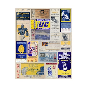 Cal Golden Bears | Vintage Sports Ticket Art Print | Retro College Team Wall Decor | Cal Berkeley Football Fan Gift | Matte Vertical Posters
