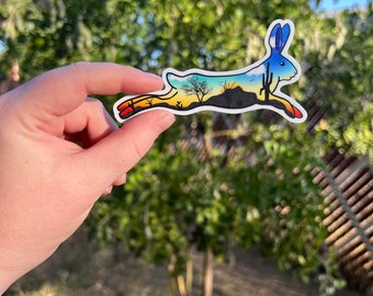3-inch Sunrise Jackrabbit Sticker | sunset sticker | nature lover sticker | desert sticker | rabbit lover sticker