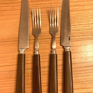 Vintage USSR Stainless Steel Cutlery Set: 1960s Table Forks & Knives