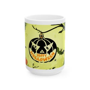 Spooky Halloween Ceramic Mug, Festive Coffee Cup, Halloween Gift, Trick or Treat Mug, Cute Halloween Decor