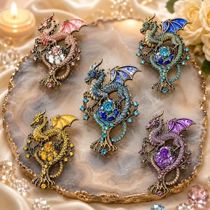 Medieval Antique Gold Tone Metal and Enamel Winged Dragon Tree of Life Fancy Beads