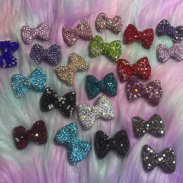 Extra Fancy Sparkly Rhinestone Small Bow Beads Your Color Choice - Read Description
