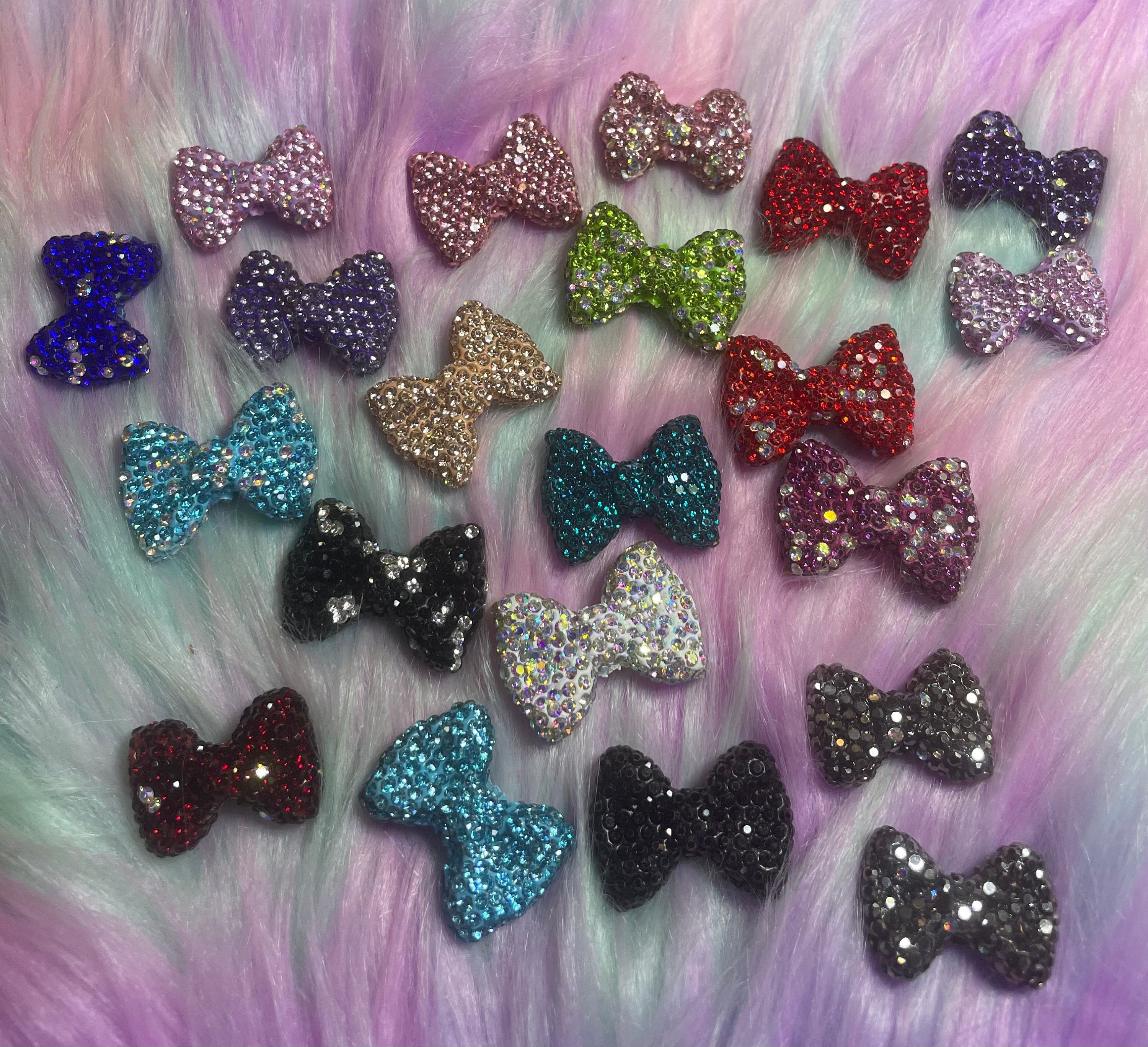 Extra Fancy Sparkly Rhinestone Small Bow Beads Your Color Choice - Read Description