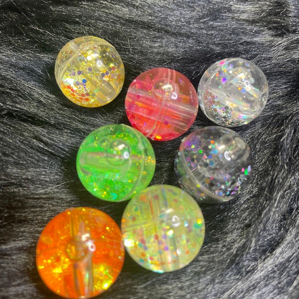 18 mm Round Liquid and Glitter Beads - 5 pieces