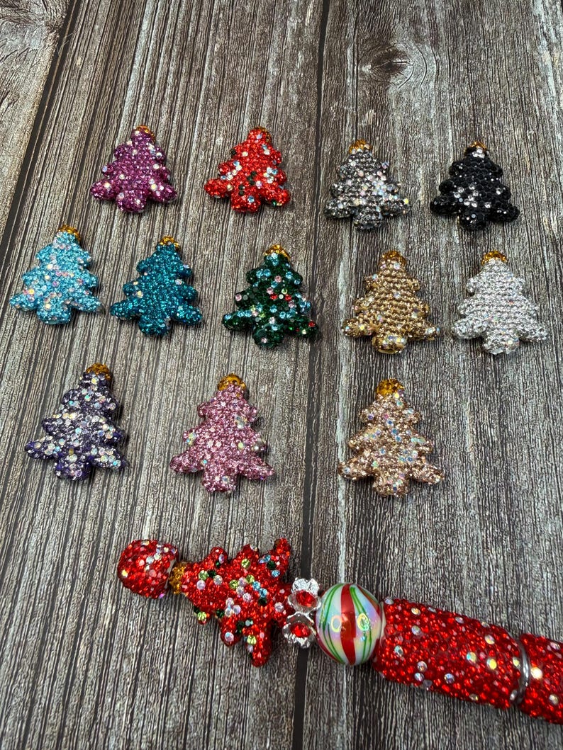 Extra Fancy Sparkly Rhinestone Christmas Tree Beads - Your Color Choice image 7