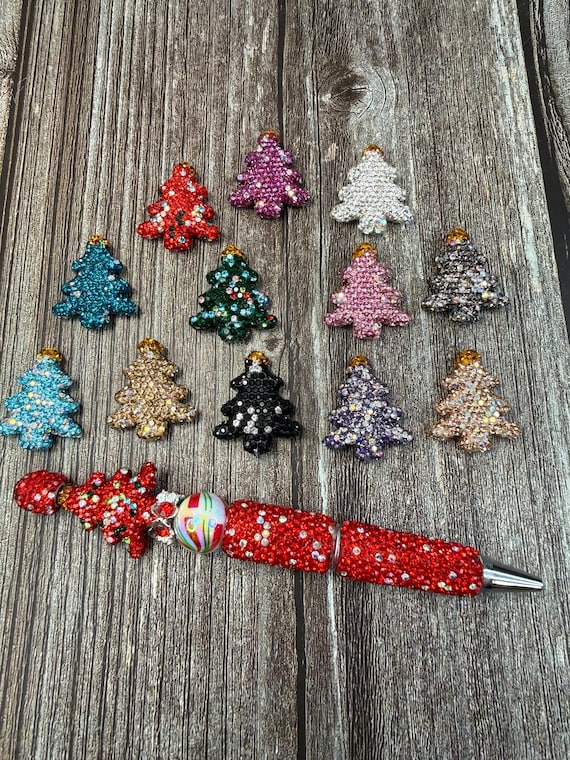 Extra Fancy Sparkly Rhinestone Christmas Tree Beads - Your Color Choice