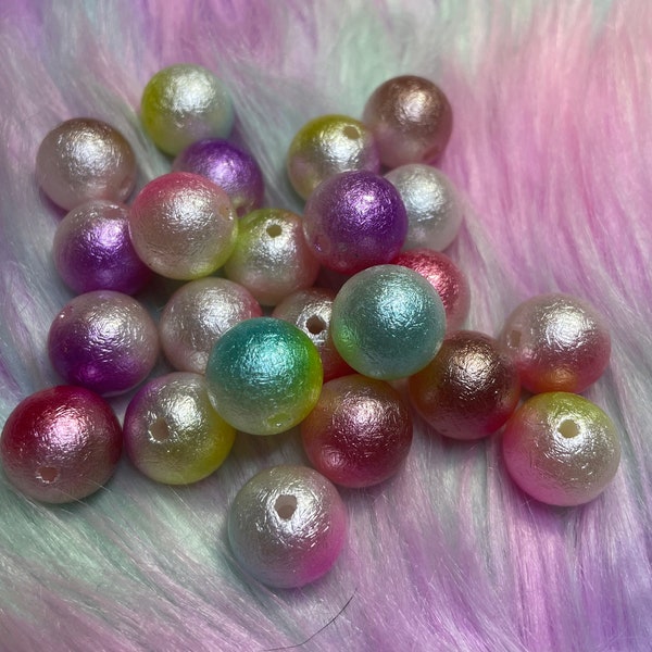 16 mm Foil Pastel Bubblegum Tricolor Beads - Random Color 10 pieces