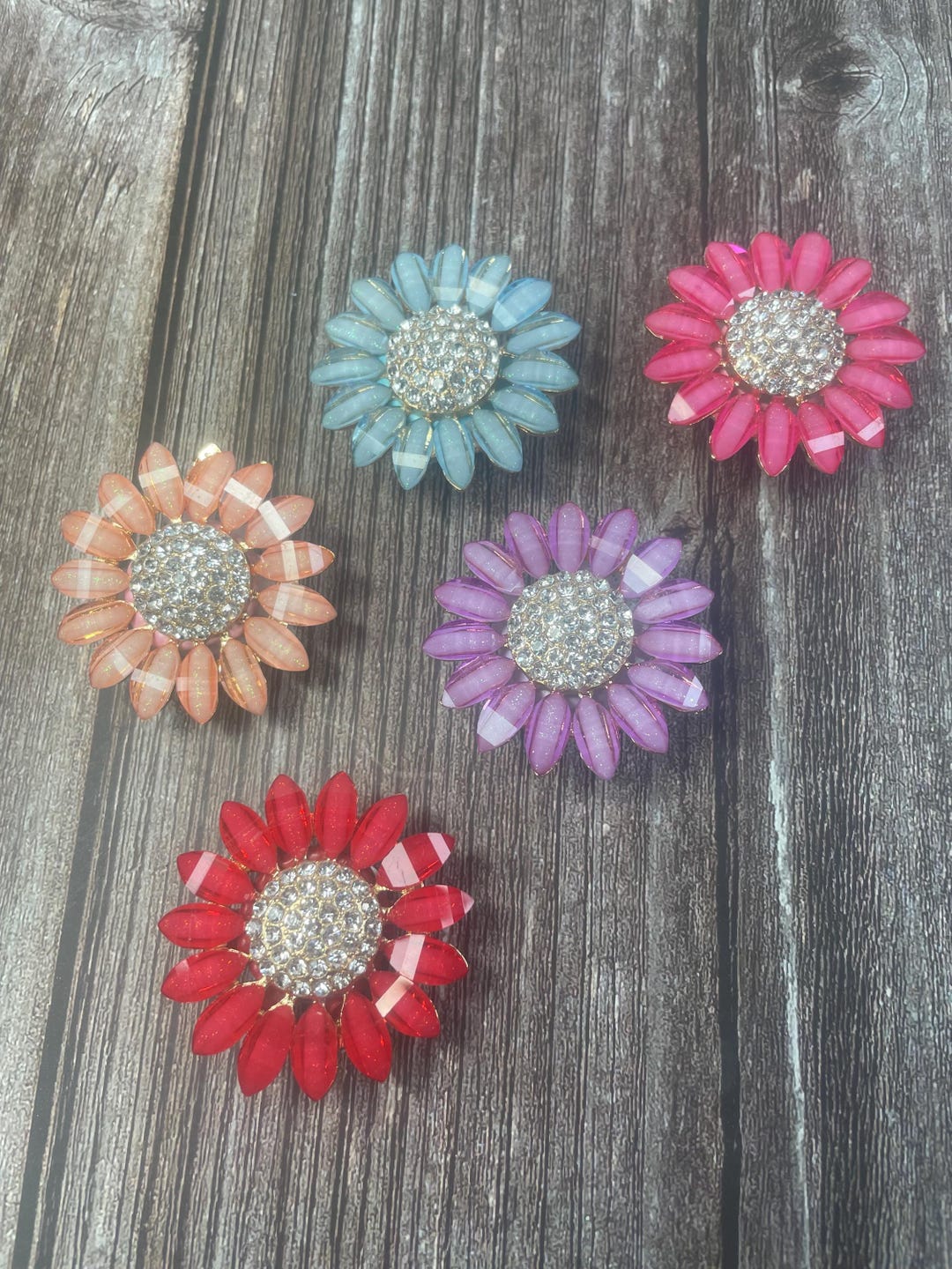Faceted Daisy Flower Bead: Rhinestone Center, 42mm - Etsy