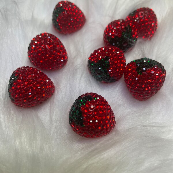 Fancy Sparkly Rhinestone Red Strawberry Beads