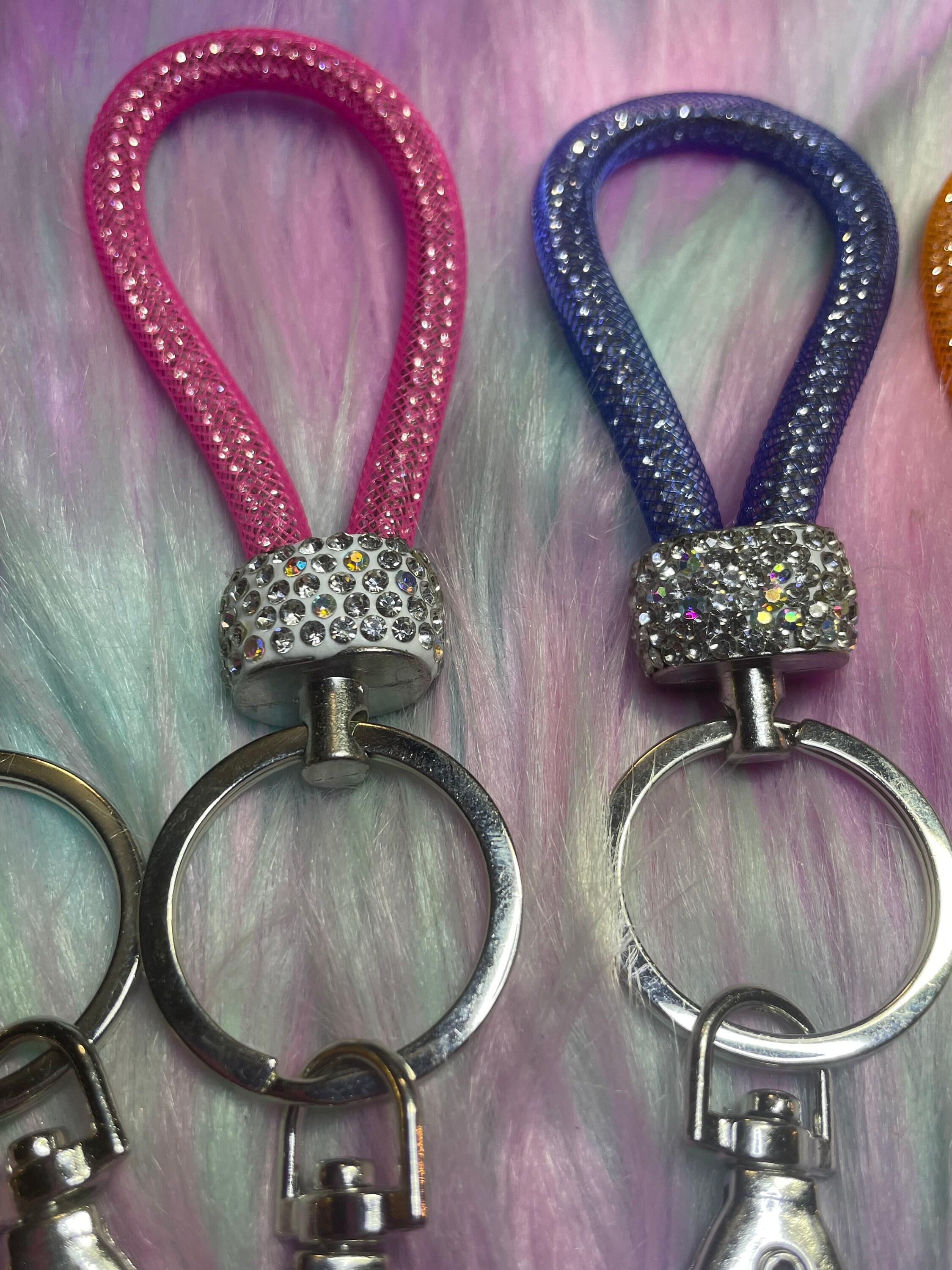 Loop Key Charm Rhinestone Rhinestone Keychain Ring Hand Placed Rhinestones - Etsy
