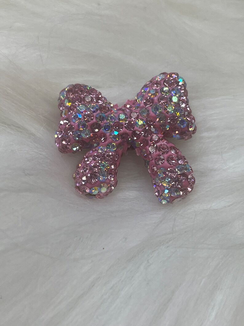 Pink Rhinestone Bow Extra Fancy Sparkly Rhinestone Bow Ribbon DIY Beads - Your Color Choice ...