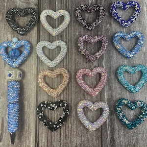 42mm Extra Fancy Sparkly Rhinestone Crystal Open Heart Frame Beads