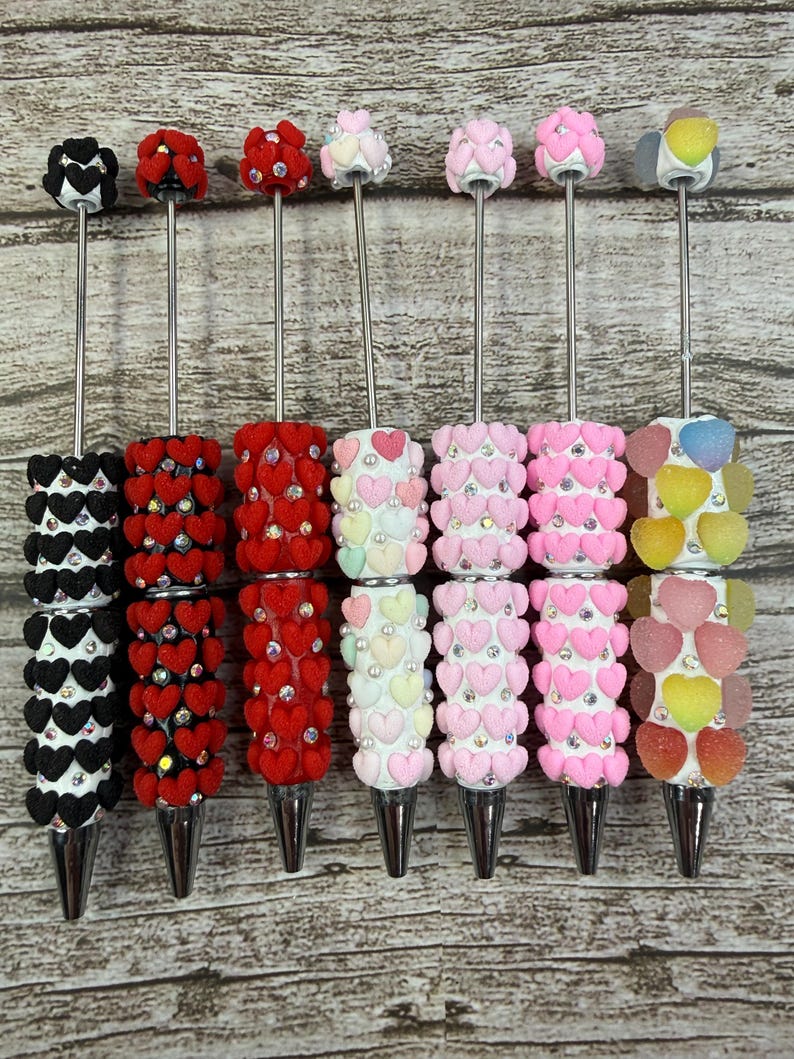 Puffy Heart Valentines Day Beadable DIY Fancy Pens - Etsy